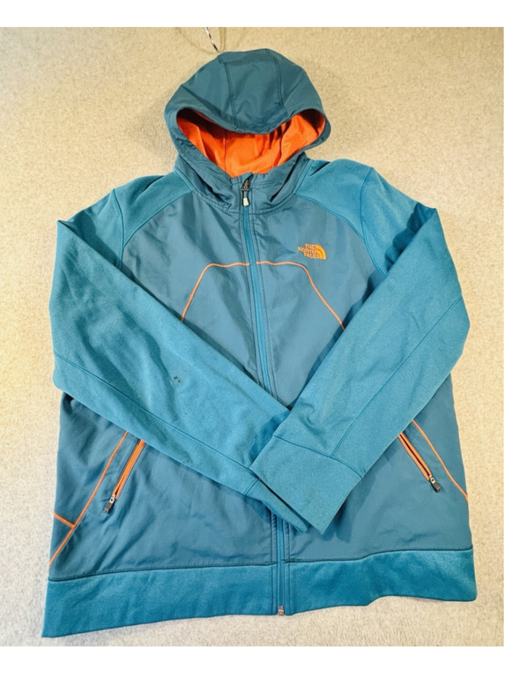 The North Face Sun Rise Jacket Men’s XXL Blue Orange Full Zip Hooded Fleece